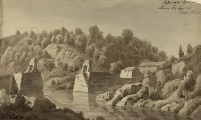 Potomacfloden, Chain Bridge vid Little Falls av Augustus Köllner