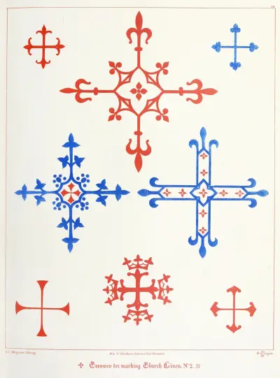 Kreuze zur Markierung von Kirchenwäsche von Augustus Pugin