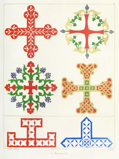 Six floriated Crosses. av Augustus Pugin