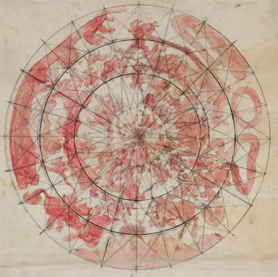 Composition study with zodiac figures for ‘The Hours’ ceiling mural, House Chamber, Pennsylvania State Capitol at Harrisburg av Edwin Austin Abbey