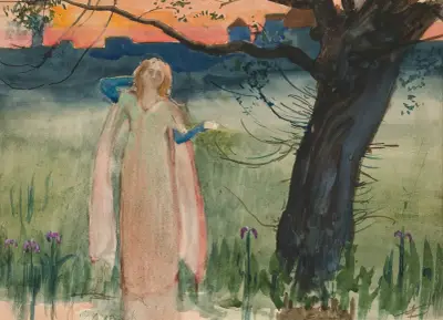Ophelia by the brook – Act IV, Scene VII, Hamlet av Edwin Austin Abbey