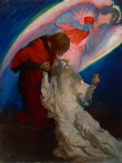 Study for Amfortas Released by Galahad, in The Quest and Achievement of the Holy Grail av Edwin Austin Abbey