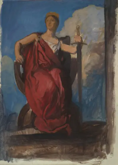 Study for figure of The Genius of Pennsylvania in ‘The Apotheosis of Pennsylvania' av Edwin Austin Abbey