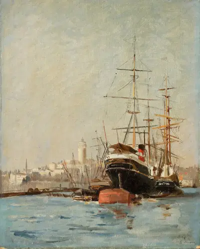 View of the seaport near Bursa av Stanisław Chlebowski