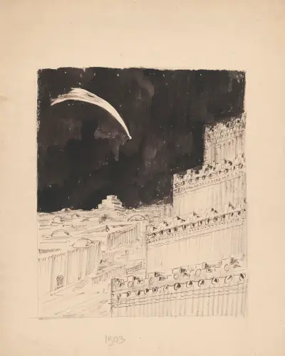 Assyrian architecture. Comet above Babylon av Stanisław Noakowski