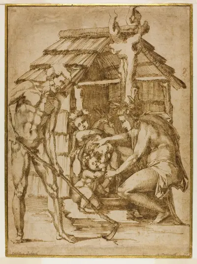 First Family Before a Shelter av Baccio Bandinelli
