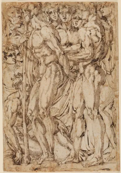 Studien nach männlichen Aktfiguren av Baccio Bandinelli