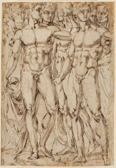 Studien nach männlichen und weiblichen Aktfiguren av Baccio Bandinelli