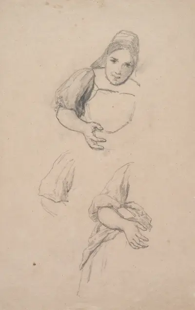 Arm position of the listening Black Forest woman av Johann Baptist Kirner