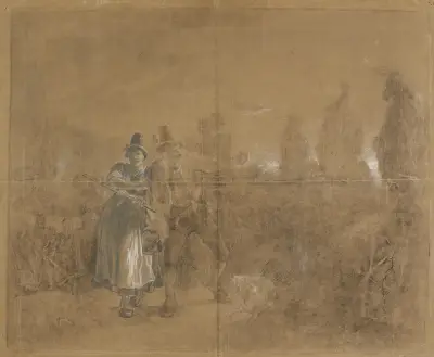 Composition study on the Haberfeldtreiben mob av Johann Baptist Kirner