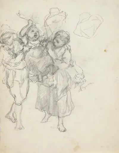 Preparatory study for; Italian children, playing av Johann Baptist Kirner
