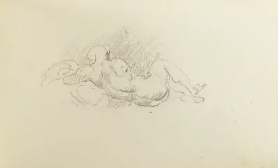 Studie av liggande man sedd från ryggen av Jean-Baptiste Carpeaux