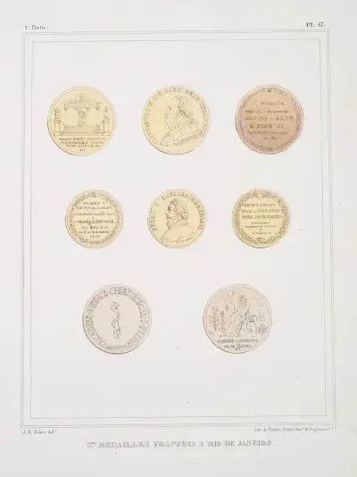 1-ères médailles frappées à Rio de Janeiro av Jean Baptiste Debret