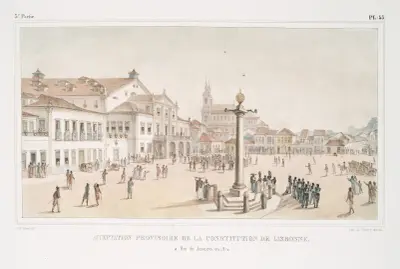 Provisoriskt antagande av Lissabonkonstitutionen i Rio de Janeiro 1821 av Jean Baptiste Debret