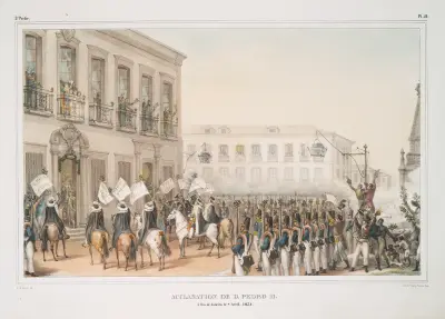 Acclamation de D. Pedro II à Rio de Janeiro le 7 Avril, 1851 av Jean Baptiste Debret