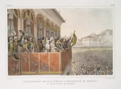 Utropandet av Don Pedro I, kejsare av Brasilien, i lägret vid Santa Anna, Rio de Janeiro av Jean Baptiste Debret