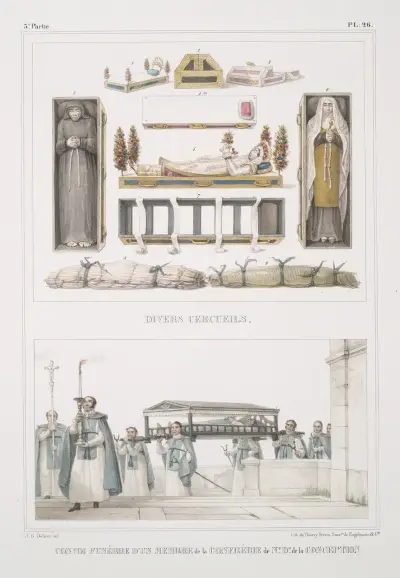 Olika kistor; Likprocession för en medlem av brödraskapet Vår Fru av Obefläckade Avlelsen av Jean Baptiste Debret