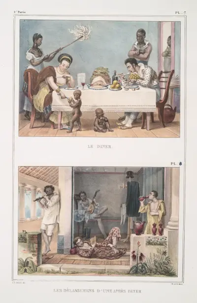 Le dîner; Les délassements d’une après dîner av Jean Baptiste Debret