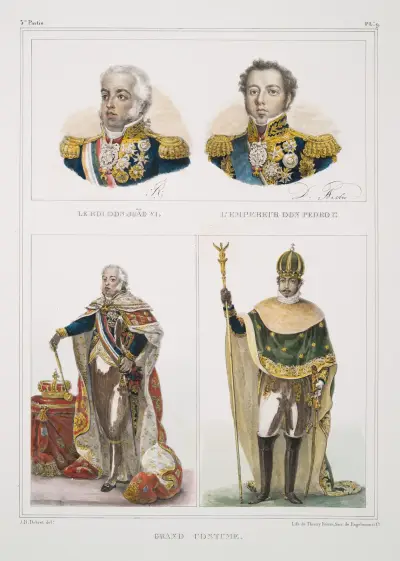 Le roi Don João VI; L’Empereur Don Pedro I-er; Grand costume av Jean Baptiste Debret