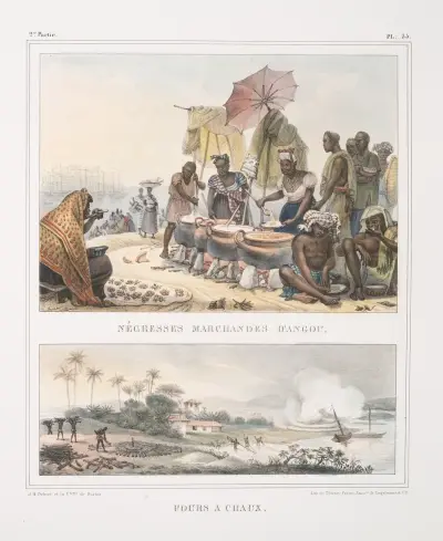 Säljande negresser i Angou; kalkugnar av Jean Baptiste Debret