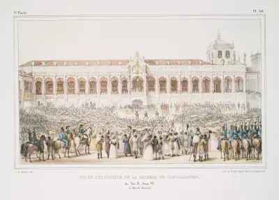 Vy av utsidan av acklamationsgalleriet för kung D. João VI (i Rio de Janeiro) av Jean Baptiste Debret