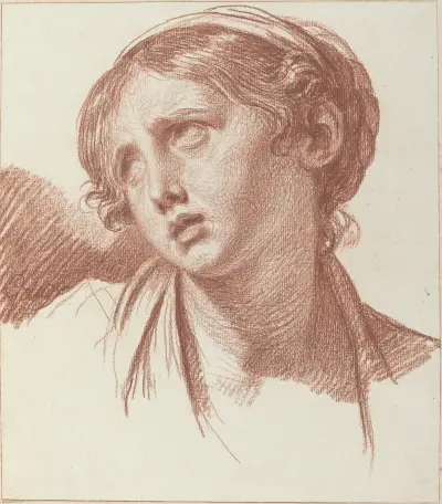 En ung flicka som blickar uppåt av Jean-Baptiste Greuze