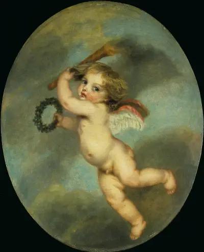 Flying Cupid with a Torch av Jean-Baptiste Greuze