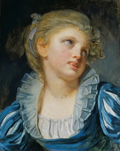 Flicka i blå klänning av Jean-Baptiste Greuze