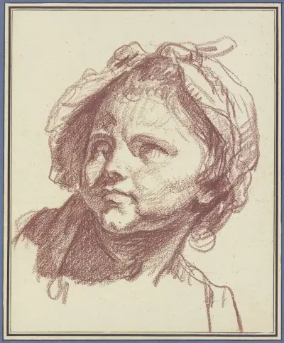 Flickhuvud med hätta av Jean-Baptiste Greuze