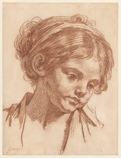 Ung flickas huvud av Jean-Baptiste Greuze