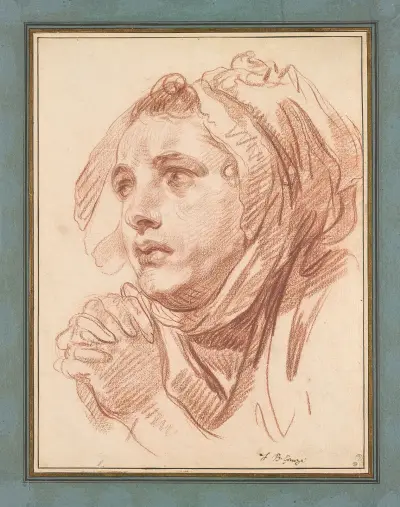 Huvud av en ung kvinna av Jean-Baptiste Greuze
