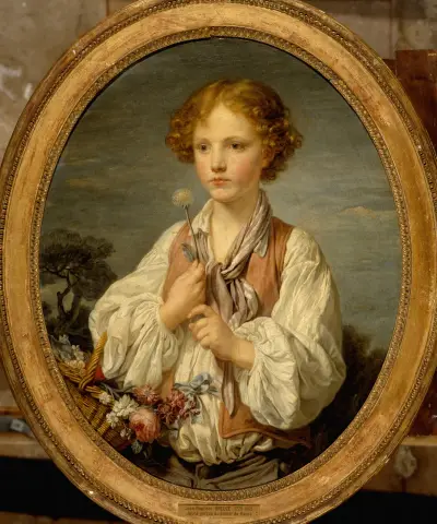 Ung herde som spår för att få veta om han är älskad av sin herdinna av Jean-Baptiste Greuze
