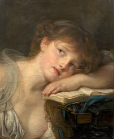 Tankfull ung flicka (Läsaren) av Jean-Baptiste Greuze