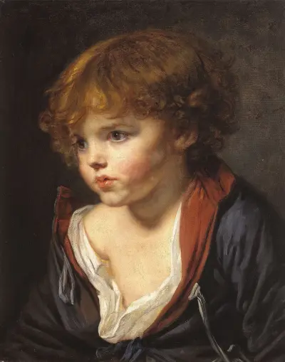 Blond pojke med öppen skjorta av Jean-Baptiste Greuze