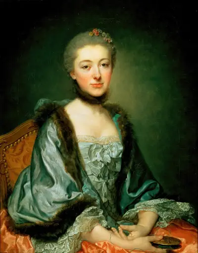 Portrait of Marie Angélique Vérany de Varennes, Mme Georges Gougenot de Croissy av Jean-Baptiste Greuze