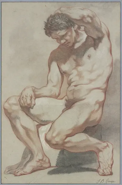 Sittande manlig akt av Jean-Baptiste Greuze