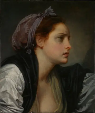 Studie av en kvinnas huvud av Jean-Baptiste Greuze