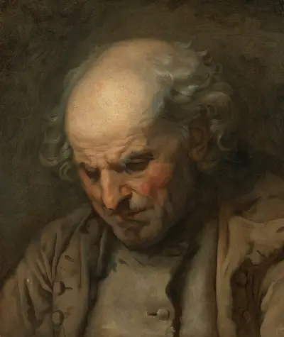 Study Of An Old Man, Head And Shoulders av Jean-Baptiste Greuze