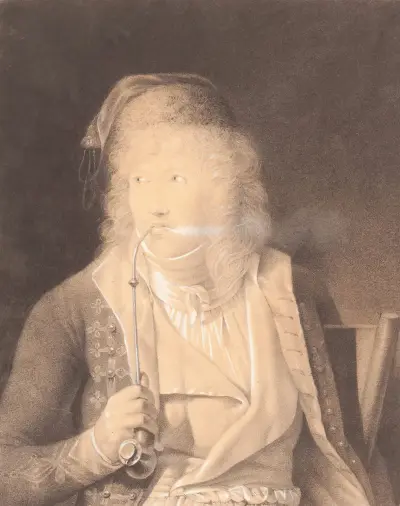 Ung rökare i praktfull dräkt av Jean-Baptiste Isabey