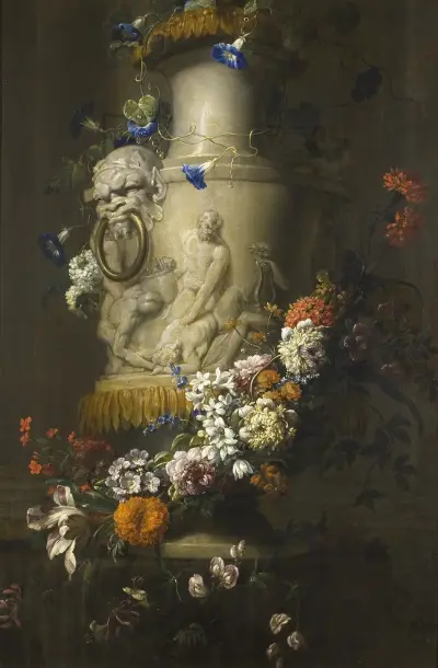 Marble Vase with Garland of Flowers – nr 2 av Jean-Baptiste Monnoyer