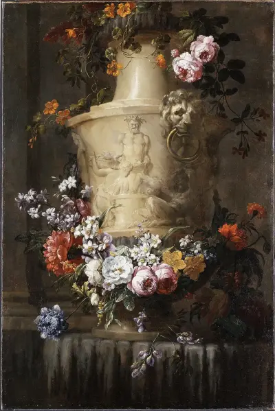 Marble Vase with Garland of Flowers – nr 1 av Jean-Baptiste Monnoyer