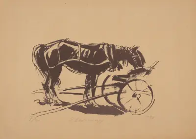 Koń w uprzęży, 1947 – nr 1 av Edmund Bartłomiejczyk