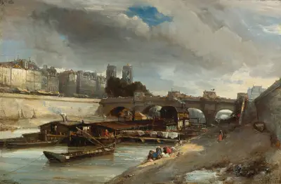 Bateau-Lavoir nära Pont-Neuf, Paris av Johan Barthold Jongkind