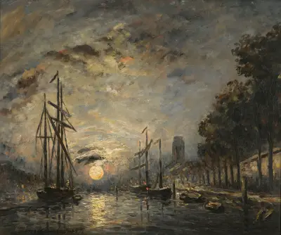 Månsken över en kanal, Dordrecht av Johan Barthold Jongkind