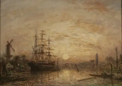 Solnedgång i Holland av Johan Barthold Jongkind
