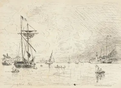 Avresa från Honfleurs hamn av Johan Barthold Jongkind