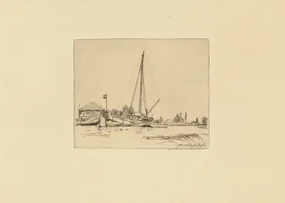 La Barque amarée av Johan Barthold Jongkind