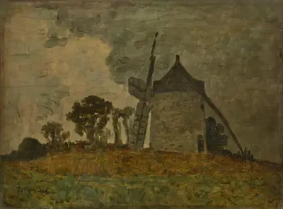 Landskap med väderkvarn av Johan Barthold Jongkind