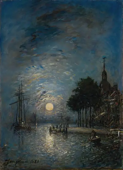 Hamnen i Dordrecht i skymningen av Johan Barthold Jongkind
