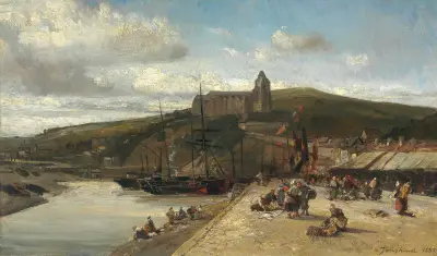 Le Tréport, morgon, Normandie av Johan Barthold Jongkind